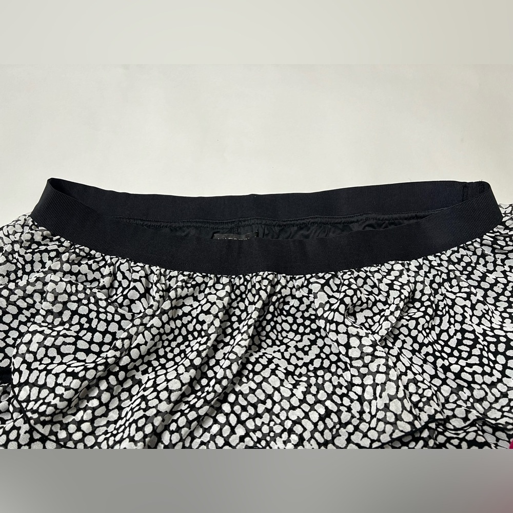 White & Black Polka Dot Tiered Skirt Mini Mid Ruffle Casual Summer Vacation Boho - Picture 6 of 15